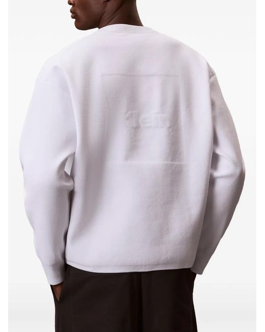 Calvin Klein White Embossed-Logo Sweater for men