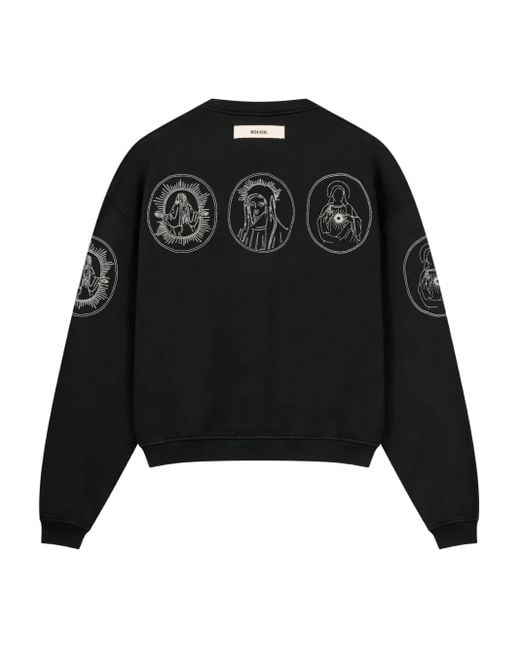 ROUGH Black Circular-Print Cotton Sweatshirt