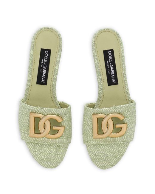 Slippers con placa del logo Dolce & Gabbana de color White