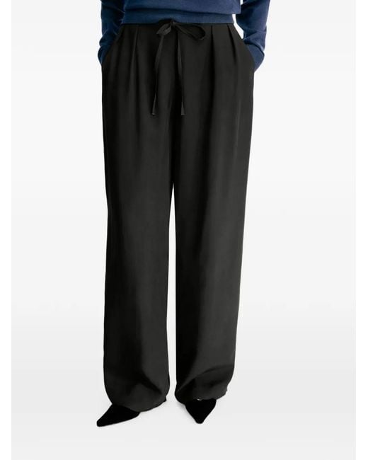 Loulou de Saison Black Ellon Straight-Leg Drawstring Trousers
