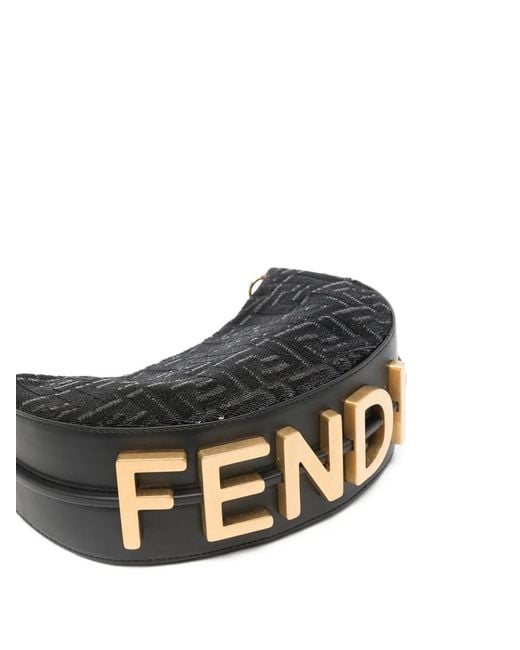 Fendi Black Mini Graphy Sequin-Embellished Tote Bag