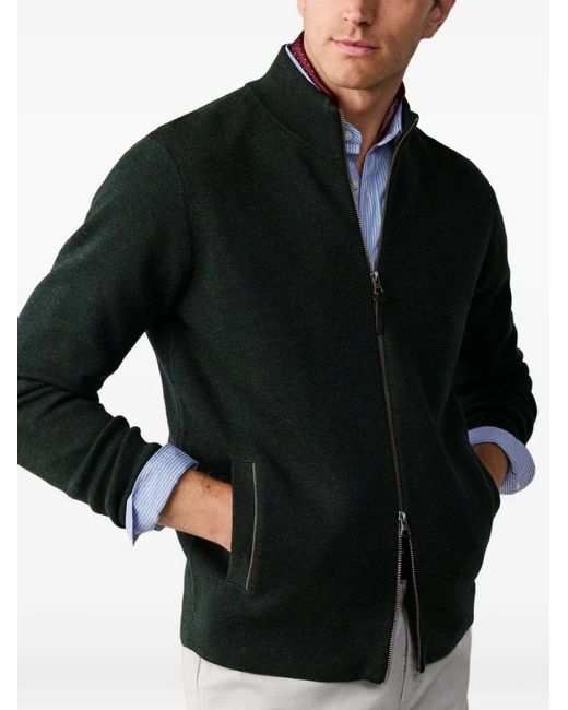 Hackett Black Cardigan Milano En Laine Mérinos for men