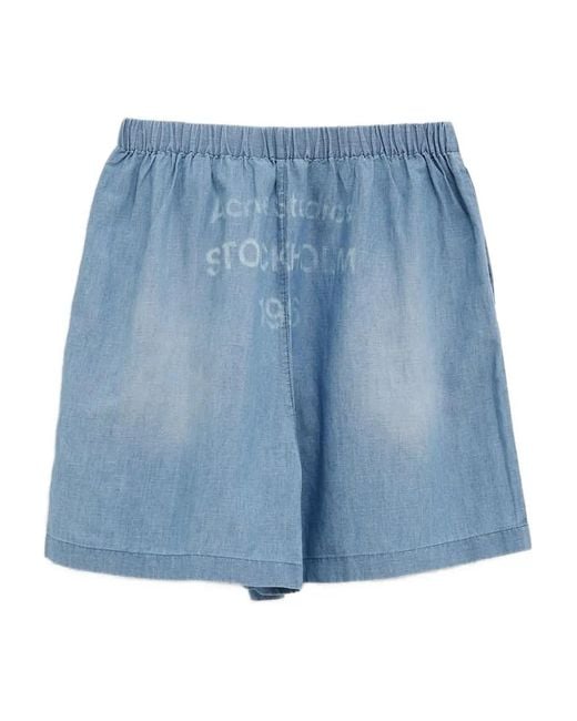 Acne Blue Linen Blend Shorts for men