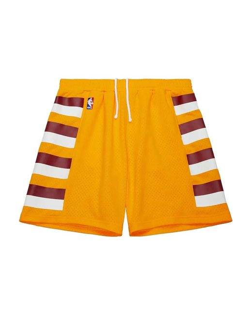 Mitchell & Ness Yellow X Cleveland Cavaliers 2004-05 Swingman Alternate Striped Shorts for men