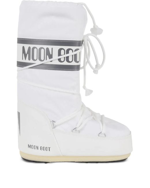 Moon Boot White Schneestiefel mit Logo-Band