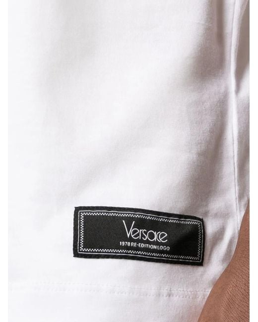 T-shirt en coton imprimé logo Versace pour homme en coloris White