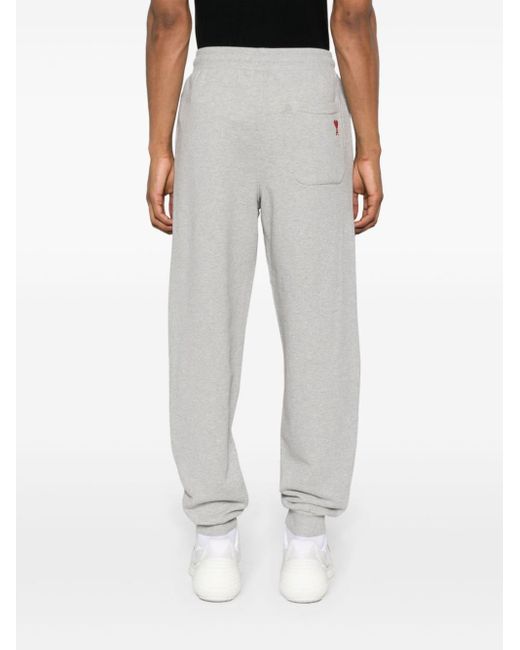AMI Gray Ami De Coeur-embroidered Track Pants for men