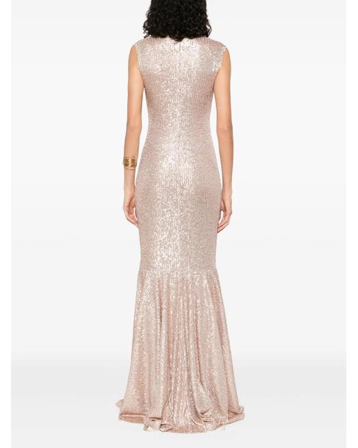 Norma Kamali Sequinned Gown Natural