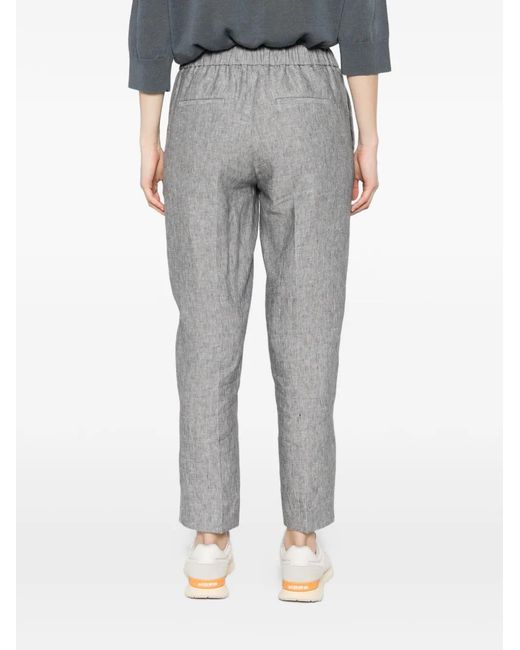 Peserico Gray Elasticated-Waistband Tapered Trousers