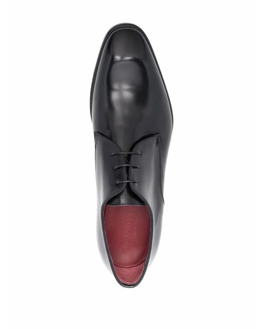Corneliani Black Leather Derby Shoes for men