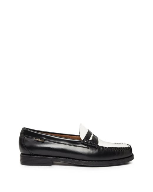 G.H.BASS White Larson Flag Leather Loafers for men