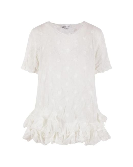 Comme des Garçons White Haut À Effet Froissé Et À Volants