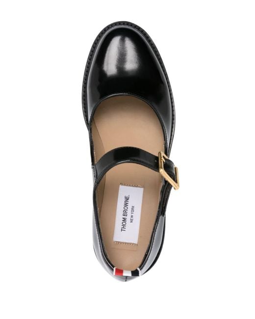 Thom Browne Black Patent-Leather Ballerina Shoes