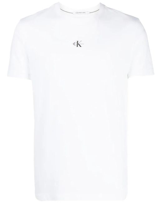 Calvin Klein White Logo-Print Cotton T-Shirt for men