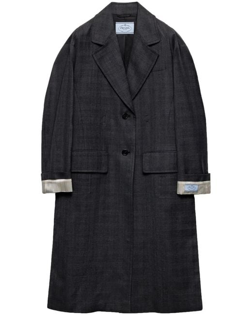 Prada Blue Single-Breasted Wool Coat