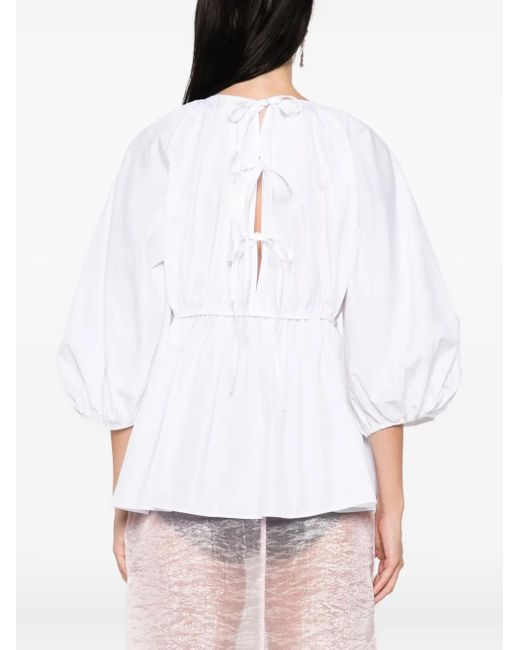 CECILIE BAHNSEN White Gerafftes Oberteil mit Puffärmeln