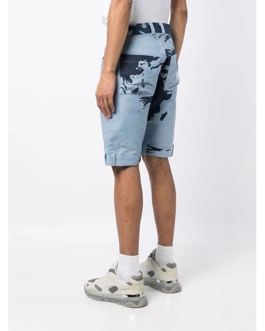 Stain Shade Blue Abstract-Print Bermuda Shorts for men