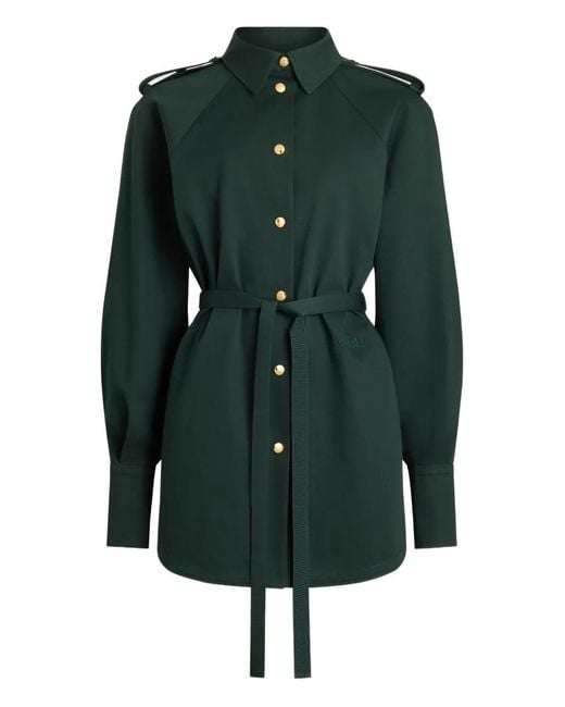 Patou Green Gabardine Belted Shirt