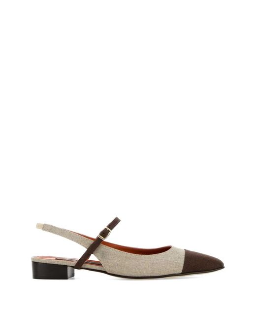 CAREL PARIS White Oceano Cap-Toe Slingback Pumps