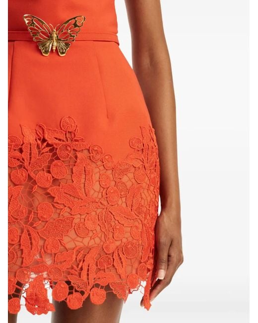 Robe Courte En Dentelle Oscar de la Renta en coloris Orange