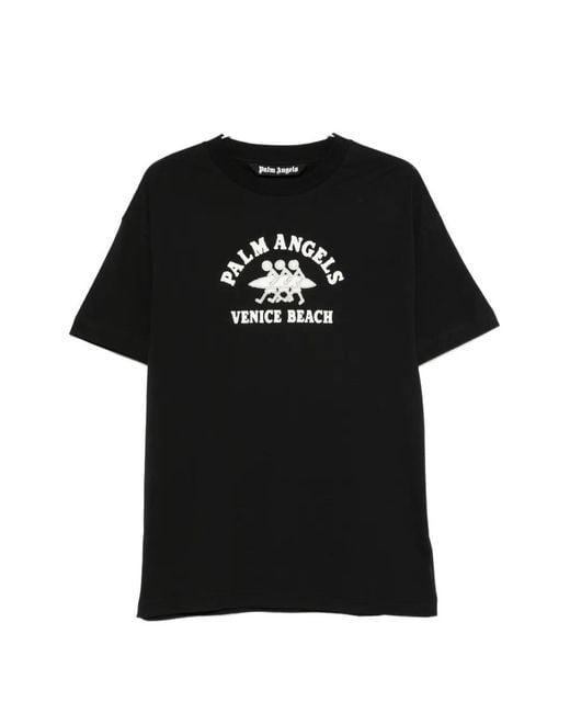 Palm Angels Black Venice Beach Graphic-Print T-Shirt for men