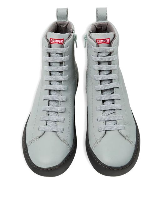 Camper Gray Peu Touring Lace-Up Leather Sneakers