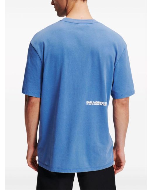 Karl Lagerfeld Blue Rue St-guillaume Organic-cotton T-shirt for men