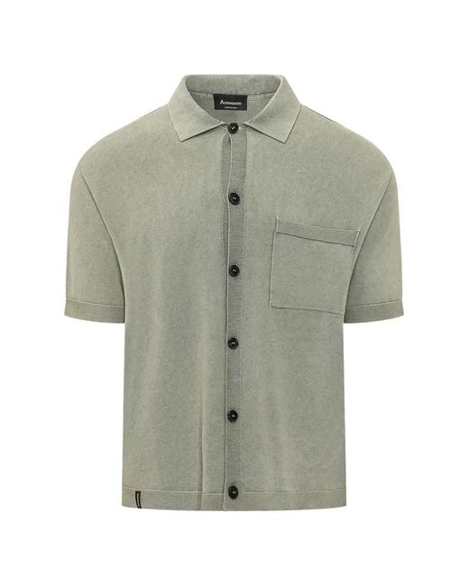 AROVESCIO Gray Short-Sleeve Chest-Pocket Shirt for men