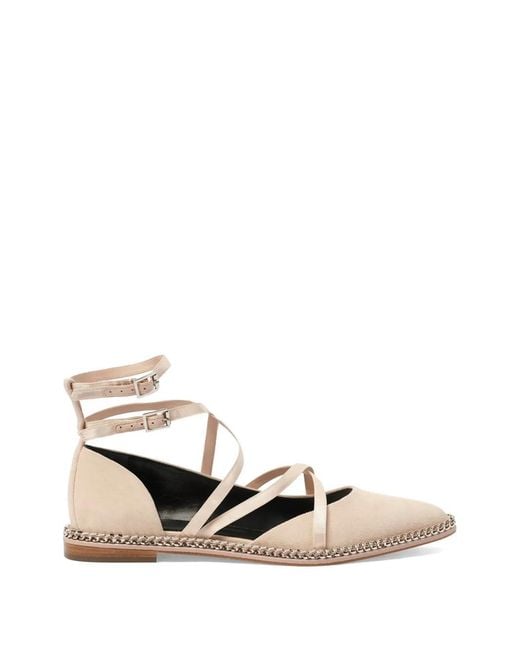 Lanvin White Chain-Trim Lace-Up Sandals