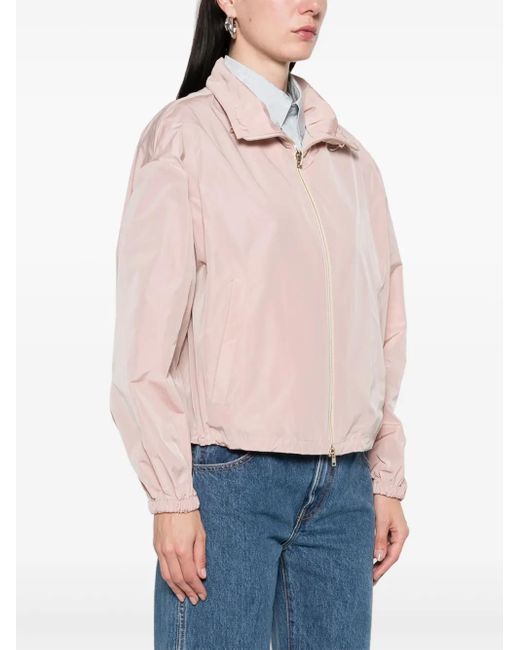 Herno Pink Lightweight High-Collar Jacket With Elasticized Cuffs