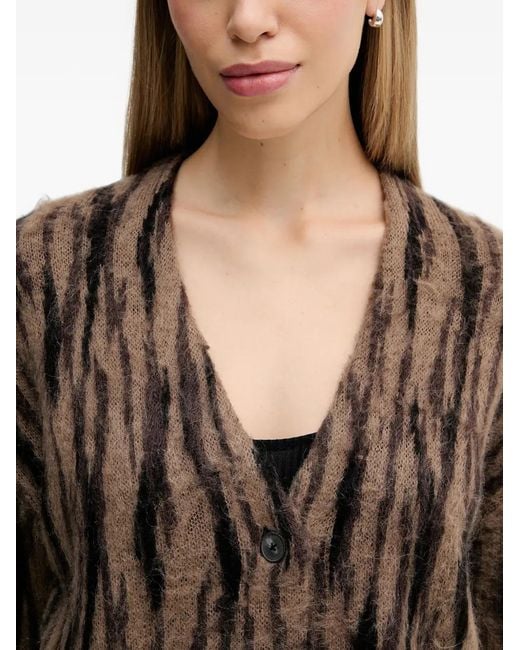 Sisley Black Tiger Stripe Buttoned Cardigan