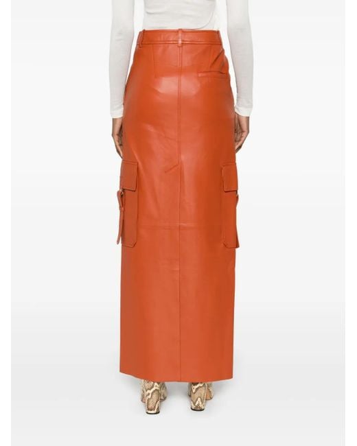 Zimmermann Orange Jupe Longue Illustration En Cuir