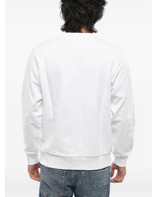 DIESEL White Brushed Logo-Print Sweatshirt for men
