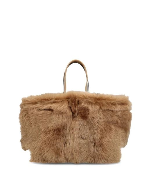 Tod's Brown Shearling Small Tote Bag