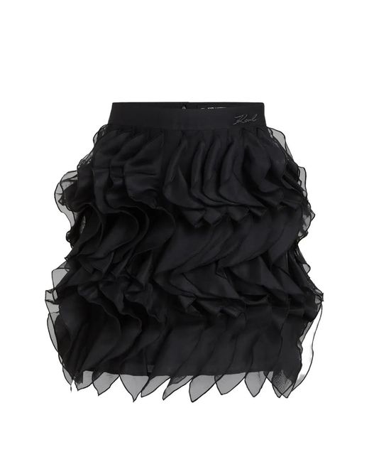 Karl Lagerfeld Black Ruffled Mini Skirt