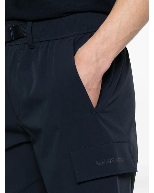 ALPHATAURI Blue Plex Belt Cargo Shorts for men