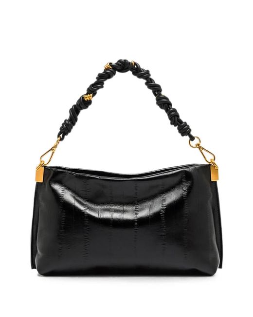 Gianni Chiarini Black Fanny Medium Eel-Effect Knotted-Handle Tote Bag