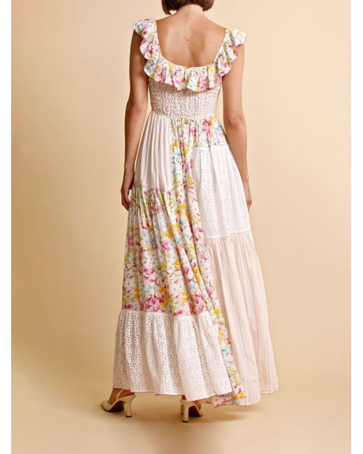 byTiMo White Floral-print Patchwork Maxi Dress