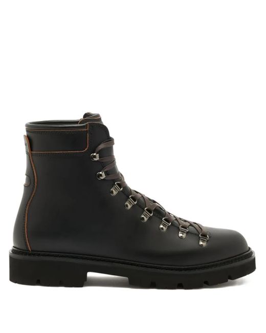 Bally Black Wandern Round-Toe Leather Boots for men