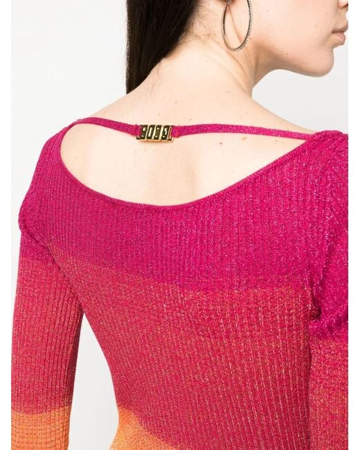 Gcds Red Colour-Block Ribbed-Knit Jumper