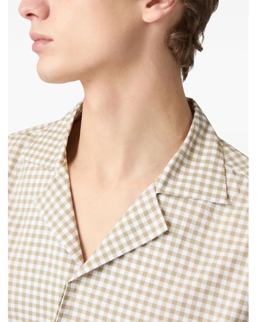 Lardini White Check-Pattern Cotton Shirt for men