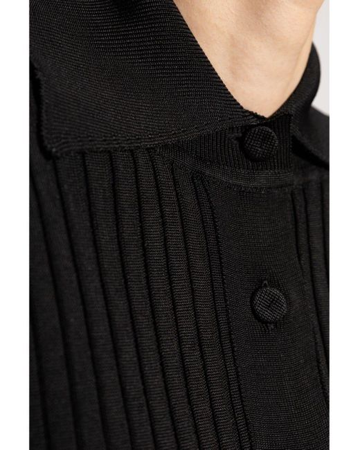 Jil Sander Black Ribbed Polo Top