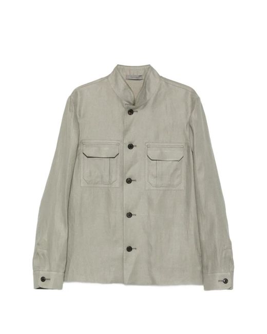 Corneliani Gray Button Flap-Pocket Jacket for men