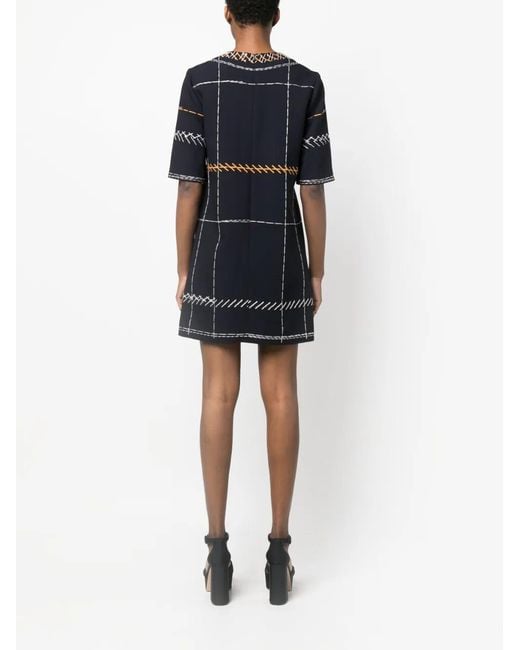 Moschino Black Contrast-Stitch Graphic Shift Dress