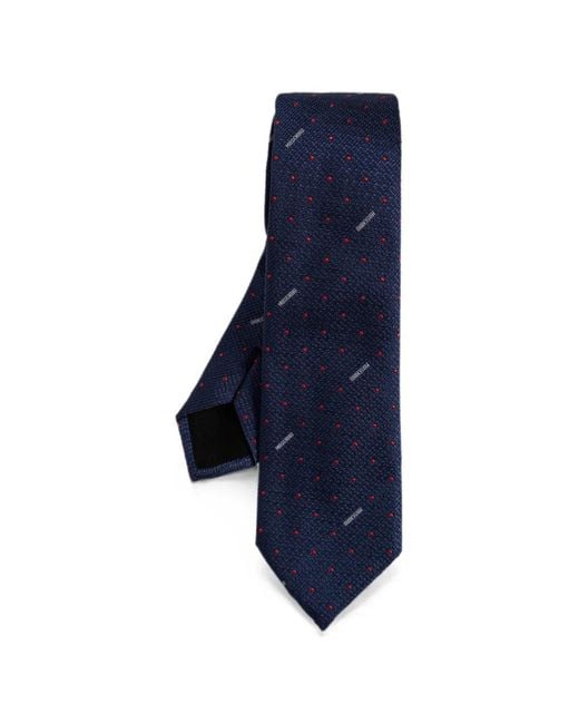 Moschino Blue Cravate À Pois Et Logo Brodé