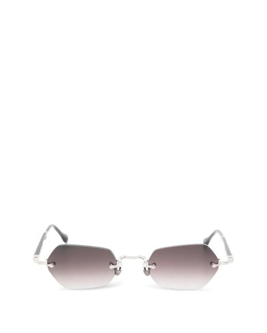 Matsuda White Geometric-Frame Rimless Sunglasses