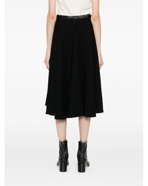 Ma+ Black Frayed A-Line Skirt