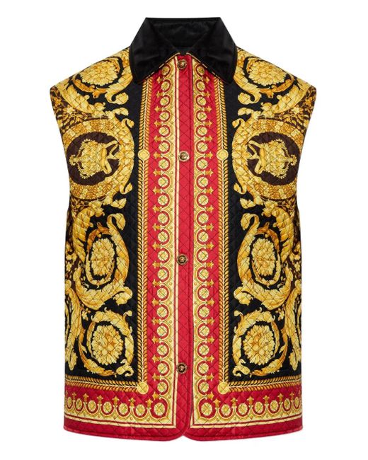 Versace バロックプリント キルティングベスト Multicolor