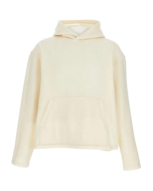 Rier White Pocket Wool Hoodie for men