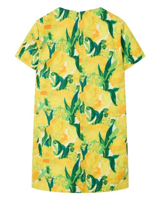 LaDoubleJ Yellow Swing Lemon-Print Shift Mini Dress
